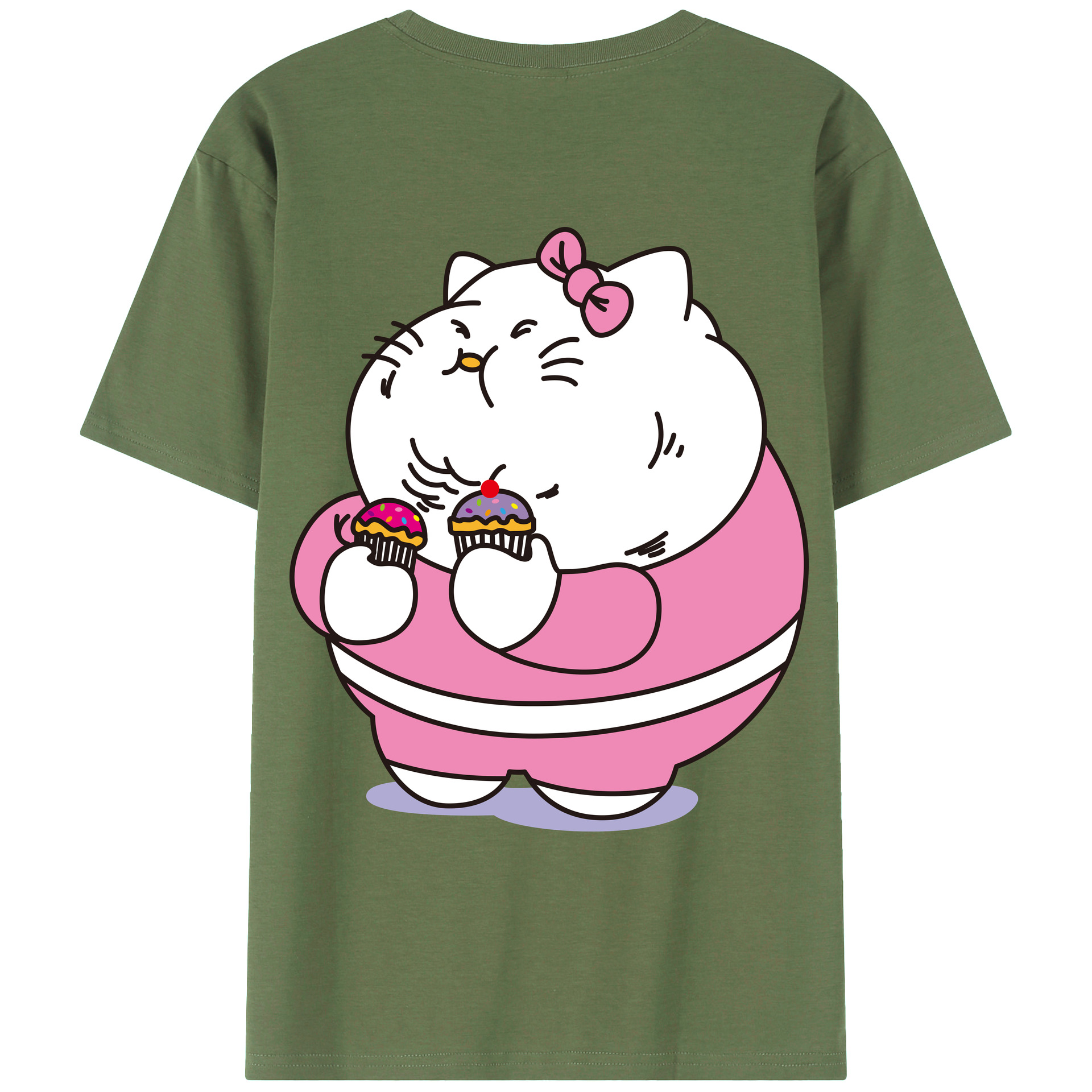 （画像用） Hello Kitty ハローキティ 綿100％ メンズ半袖Tシャツ（バックプリント） 通気性
